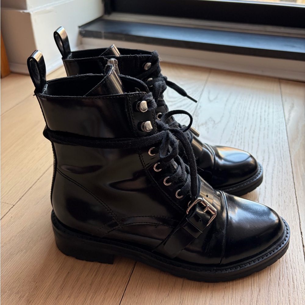 All Saints Black Lace-Up Ankle Boots - Picture 3 of 8